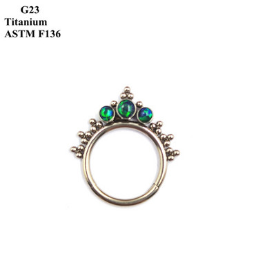 Piercing Bijuterii G23 din titan incrustat cu zircon rafinat și opal, sudate, cercei decorativi cu inele pentru nas.