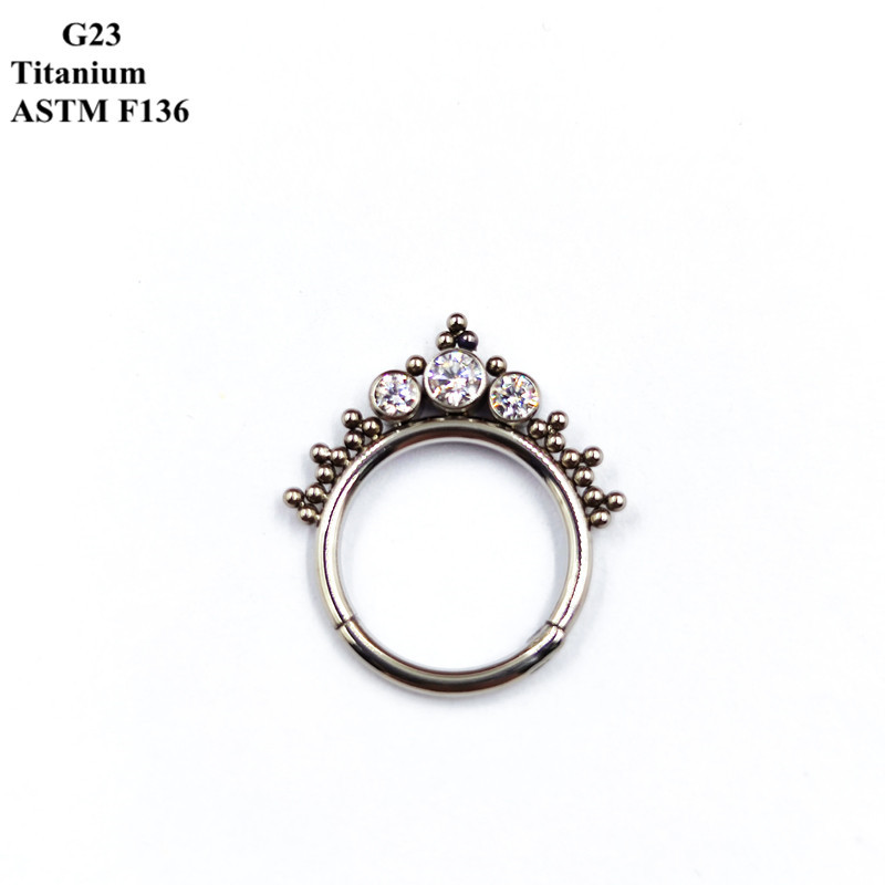 Piercing Bijuterii G23 din titan incrustat cu zircon rafinat și opal, sudate, cercei decorativi cu inele pentru nas.