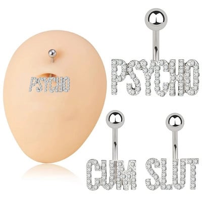 Oțel chirurgical Bijuterie completă Inel pentru buric Scrisoare Sexy Cristal Ombligo Inele Bar pentru buric Piercing pentru corp Bijuterii