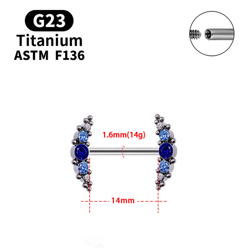 1 buc. Piercing pentru mamelon din titan G23, 14 g, spirală, CZ, barbelă, inel pentru mamelon, joc pentru adulți, Bondage, piercing sexy pentru corp, bijuterii, cadou pentru iubitori