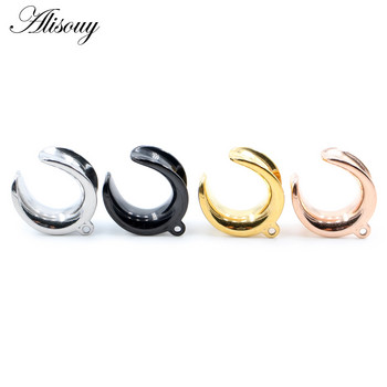 Alisouy 1 τμχ 6-25mm από ανοξείδωτο ατσάλι Στρογγυλή σέλα DIY Βύσμα αυτιού σήραγγα Expander Φορεία μετρητές Σκουλαρίκια Piercing Body Jewelry