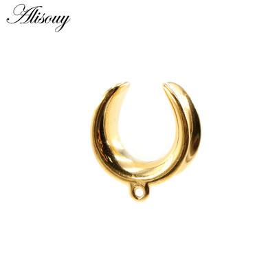 Alisouy 1buc 6-25mm șa rotundă din oțel inoxidabil DIY dop pentru tunel pentru ureche Expander Stretchers Calibre Cercei Piercing Bijuterii pentru corp