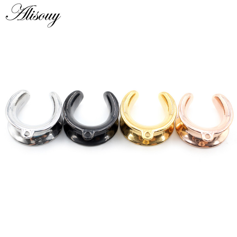 Alisouy 1buc 6-25mm șa rotundă din oțel inoxidabil DIY dop pentru tunel pentru ureche Expander Stretchers Calibre Cercei Piercing Bijuterii pentru corp