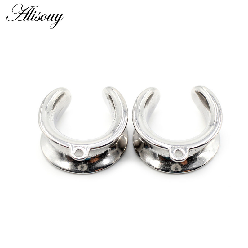 Alisouy 1buc 6-25mm șa rotundă din oțel inoxidabil DIY dop pentru tunel pentru ureche Expander Stretchers Calibre Cercei Piercing Bijuterii pentru corp