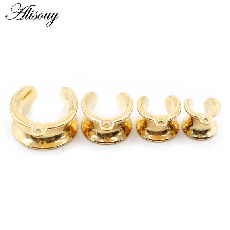 Alisouy 1buc 6-25mm șa rotundă din oțel inoxidabil DIY dop pentru tunel pentru ureche Expander Stretchers Calibre Cercei Piercing Bijuterii pentru corp