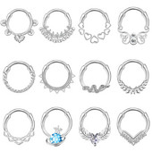 ZS 1PC 16G Piercing Septum Cupru Femei Cristal Inimă Star Inel Nas Zircon Septum Clicker Cartilaj Piercing Daith Bijuterii