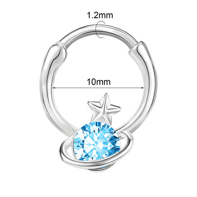 ZS 1PC 16G Piercing Septum Cupru Femei Cristal Inimă Star Inel Nas Zircon Septum Clicker Cartilaj Piercing Daith Bijuterii