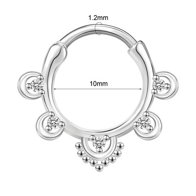 ZS 1PC 16G Piercing Septum Cupru Femei Cristal Inimă Star Inel Nas Zircon Septum Clicker Cartilaj Piercing Daith Bijuterii