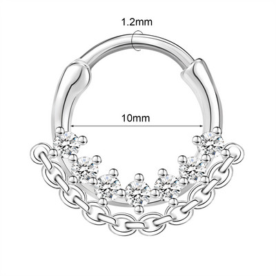 ZS 1PC 16G Piercing Septum Cupru Femei Cristal Inimă Star Inel Nas Zircon Septum Clicker Cartilaj Piercing Daith Bijuterii