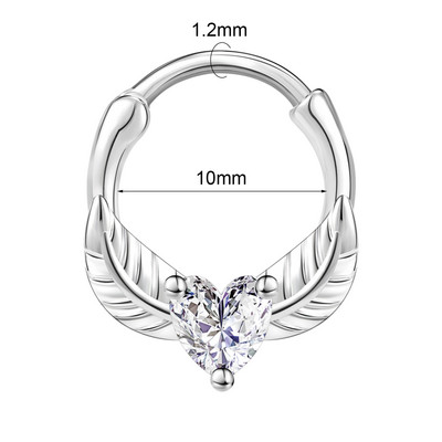 ZS 1PC 16G Piercing Septum Cupru Femei Cristal Inimă Star Inel Nas Zircon Septum Clicker Cartilaj Piercing Daith Bijuterii