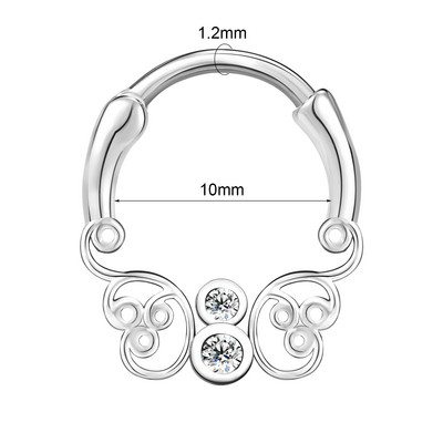 ZS 1PC 16G Piercing Septum Cupru Femei Cristal Inimă Star Inel Nas Zircon Septum Clicker Cartilaj Piercing Daith Bijuterii
