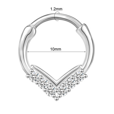 ZS 1PC 16G Piercing Septum Cupru Femei Cristal Inimă Star Inel Nas Zircon Septum Clicker Cartilaj Piercing Daith Bijuterii