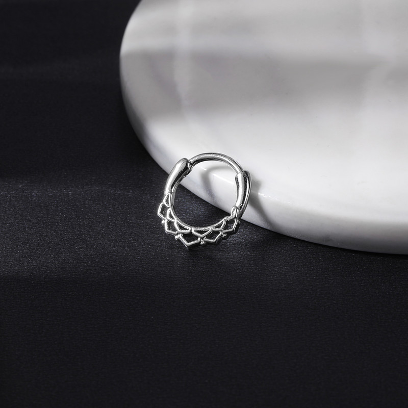 ZS 1PC 16G Piercing Septum Cupru Femei Cristal Inimă Star Inel Nas Zircon Septum Clicker Cartilaj Piercing Daith Bijuterii