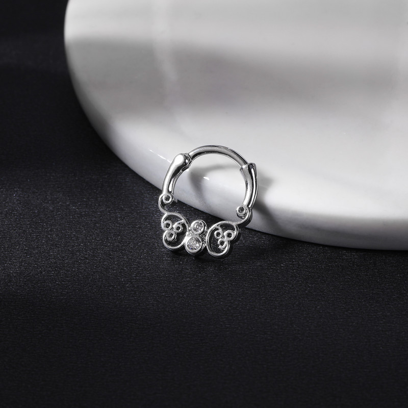 ZS 1PC 16G Piercing Septum Cupru Femei Cristal Inimă Star Inel Nas Zircon Septum Clicker Cartilaj Piercing Daith Bijuterii