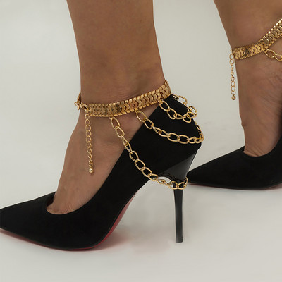 Punk estetic cristal lant glezna pentru femei Boho ciucuri margele bratara pe picior tocuri inalte decorare sandale bijuterii de vara