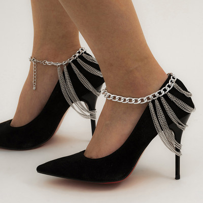 Punk estetic cristal lant glezna pentru femei Boho ciucuri margele bratara pe picior tocuri inalte decorare sandale bijuterii de vara