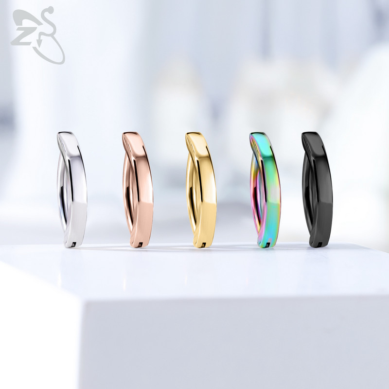 ZS 1 buc 14G din oțel inoxidabil Clicker inel pentru buric pentru femei de culoare auriu curbat inversat buric barbell bijuterii pentru corp 8/10/12MM