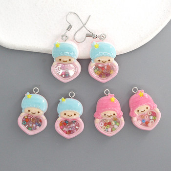 Mix 10 τμχ/συσκευασία Cute Angel Boy Girl Σκουλαρίκι από ρητίνη Charms Locket Beads Κρεμαστό κινουμένων σχεδίων για μπρελόκ κολιέ Παιδικό κόσμημα Μάρκα