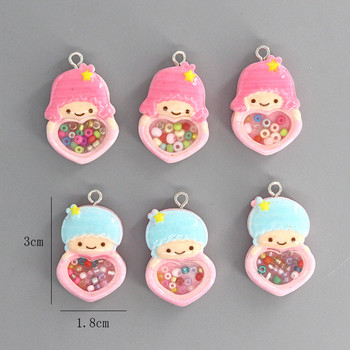 Mix 10 τμχ/συσκευασία Cute Angel Boy Girl Σκουλαρίκι από ρητίνη Charms Locket Beads Κρεμαστό κινουμένων σχεδίων για μπρελόκ κολιέ Παιδικό κόσμημα Μάρκα