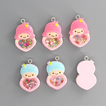 Mix 10 τμχ/συσκευασία Cute Angel Boy Girl Σκουλαρίκι από ρητίνη Charms Locket Beads Κρεμαστό κινουμένων σχεδίων για μπρελόκ κολιέ Παιδικό κόσμημα Μάρκα