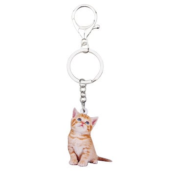 Bonsny Ακρυλικό Anime Lovely Kitten Cat Keychain Δαχτυλίδι μπρελόκ Πρωτοτυπία Κοσμήματα για Γυναίκες Κορίτσι Έφηβες Γυναικείες τσάντες Γούρια αυτοκινήτου