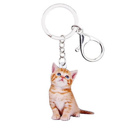 Bonsny Acrilic Anime Lovely Kitten Cat Breloc Breloc Inele Noutate Bijuterii Pentru Femei Fata Adolescenti Doamne Poșete Car Charms