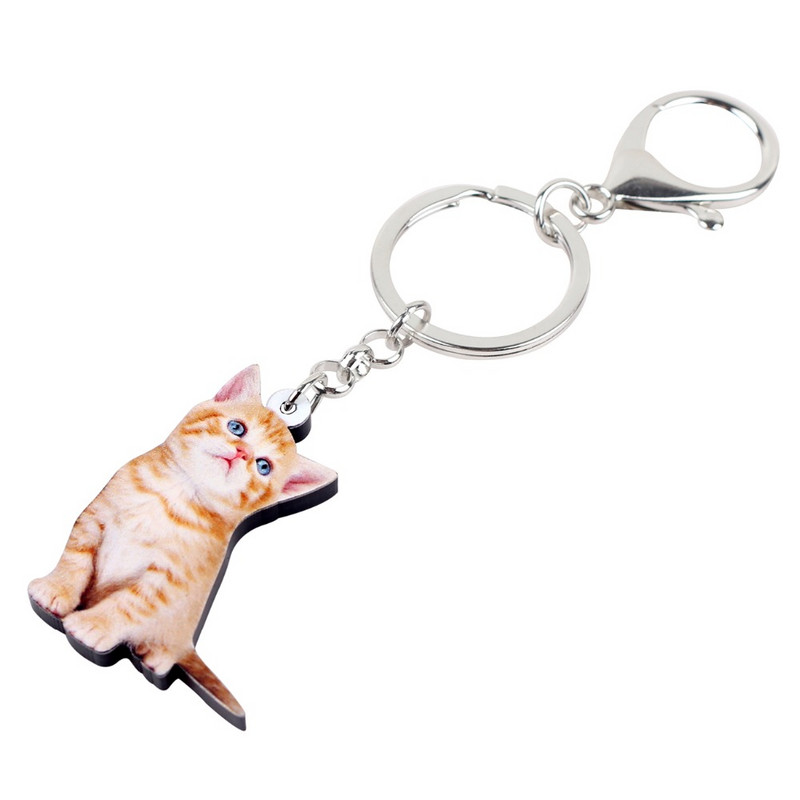 Bonsny Acrilic Anime Lovely Kitten Cat Breloc Breloc Inele Noutate Bijuterii Pentru Femei Fata Adolescenti Doamne Poșete Car Charms