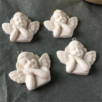 5 τμχ White Wing Angel 3D Resin Charms for Jewelry Finds Cute girl κολιέ κρεμαστό αξεσουάρ Eardrop Αξεσουάρ F348