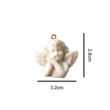 5 τμχ White Wing Angel 3D Resin Charms for Jewelry Finds Cute girl κολιέ κρεμαστό αξεσουάρ Eardrop Αξεσουάρ F348