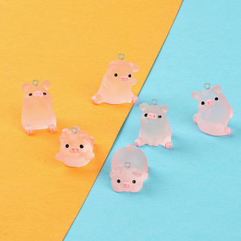 10 τμχ/παρτίδα Kawaii Pink Yoga Pig Resin Animal Charms Χαριτωμένο 3D αθλητικό μενταγιόν για σκουλαρίκι Μπρελόκ Κατασκευή κοσμημάτων DIY