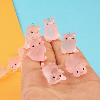 10 τμχ/παρτίδα Kawaii Pink Yoga Pig Resin Animal Charms Χαριτωμένο 3D αθλητικό μενταγιόν για σκουλαρίκι Μπρελόκ Κατασκευή κοσμημάτων DIY