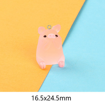 10 τμχ/παρτίδα Kawaii Pink Yoga Pig Resin Animal Charms Χαριτωμένο 3D αθλητικό μενταγιόν για σκουλαρίκι Μπρελόκ Κατασκευή κοσμημάτων DIY