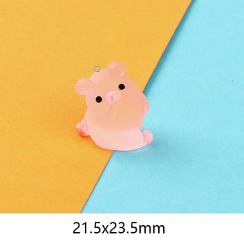 10 τμχ/παρτίδα Kawaii Pink Yoga Pig Resin Animal Charms Χαριτωμένο 3D αθλητικό μενταγιόν για σκουλαρίκι Μπρελόκ Κατασκευή κοσμημάτων DIY