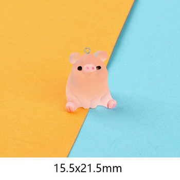 10 τμχ/παρτίδα Kawaii Pink Yoga Pig Resin Animal Charms Χαριτωμένο 3D αθλητικό μενταγιόν για σκουλαρίκι Μπρελόκ Κατασκευή κοσμημάτων DIY