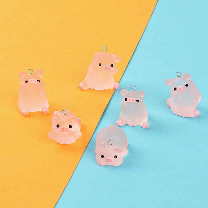 10 buc/lot Kawaii roz Yoga Porc Rășină Animale Breloc drăguț 3D Sport pandantiv pentru cercei breloc DIY bijuterii