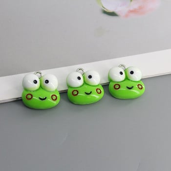 10 τμχ/συσκευασία Super Cute Cartoon Frog Resin Charms Νέο καλοκαιρινό σκουλαρίκι Μπρελόκ Κολιέ Μενταγιόν Κοσμήματα Κατασκευή D218