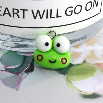 10 τμχ/συσκευασία Super Cute Cartoon Frog Resin Charms Νέο καλοκαιρινό σκουλαρίκι Μπρελόκ Κολιέ Μενταγιόν Κοσμήματα Κατασκευή D218