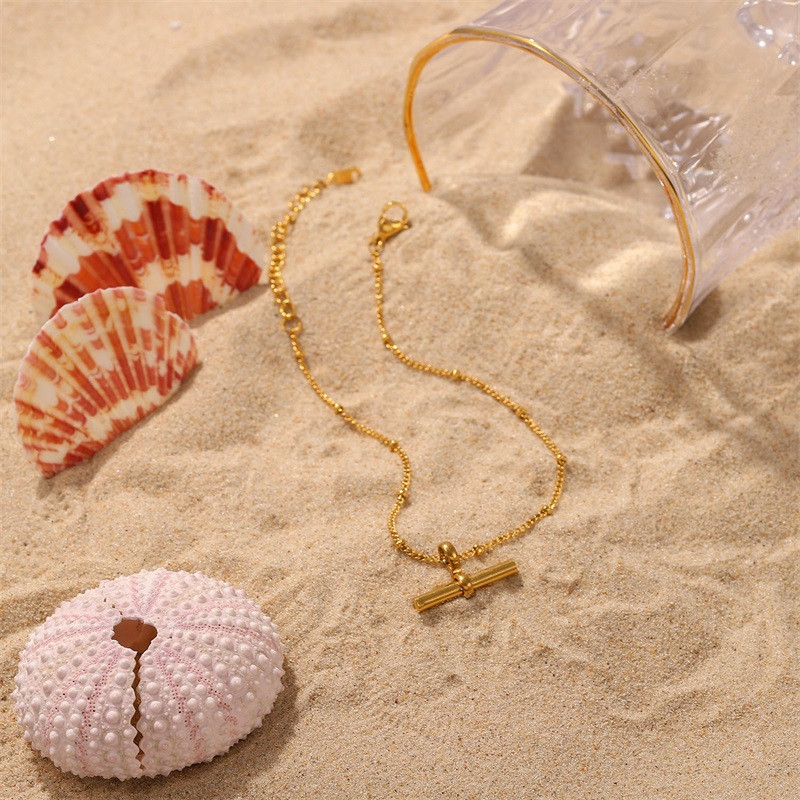 Youthway elegant lanț de mărgele gleznă T-bar stick pandantiv din oțel inoxidabil metal брелок Noua vară pentru femei cadouri fete 2022