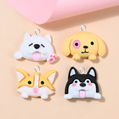 Se amestecă 10 bucăți/pachet drăguț cățeluș câine rășină cercei brelocuri DIY Flatback Animale de companie pandantive animale pentru brățară breloc bijuterii face