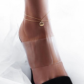 Noua gleznă clasică cu pandantiv de coajă, temperament pentru femei, lucrată manual cu două straturi, gleznă cu lanț de zale pentru femei, cadou de bijuterii