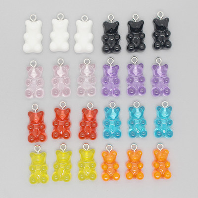 12 buc/pachet 22x12mm Brelocuri pentru cercei de ursuleți din rășină Pandantive cu animale Kawaii pentru brățară gleznă Accesoriu DIY Bijuterii drăguțe din margele