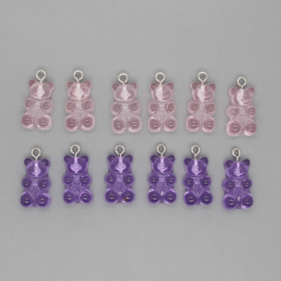 12 buc/pachet 22x12mm Brelocuri pentru cercei de ursuleți din rășină Pandantive cu animale Kawaii pentru brățară gleznă Accesoriu DIY Bijuterii drăguțe din margele