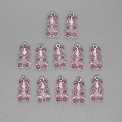 12 buc/pachet 22x12mm Brelocuri pentru cercei de ursuleți din rășină Pandantive cu animale Kawaii pentru brățară gleznă Accesoriu DIY Bijuterii drăguțe din margele