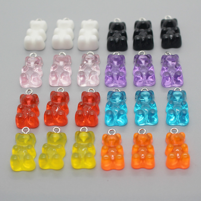 12 buc/pachet 22x12mm Brelocuri pentru cercei de ursuleți din rășină Pandantive cu animale Kawaii pentru brățară gleznă Accesoriu DIY Bijuterii drăguțe din margele