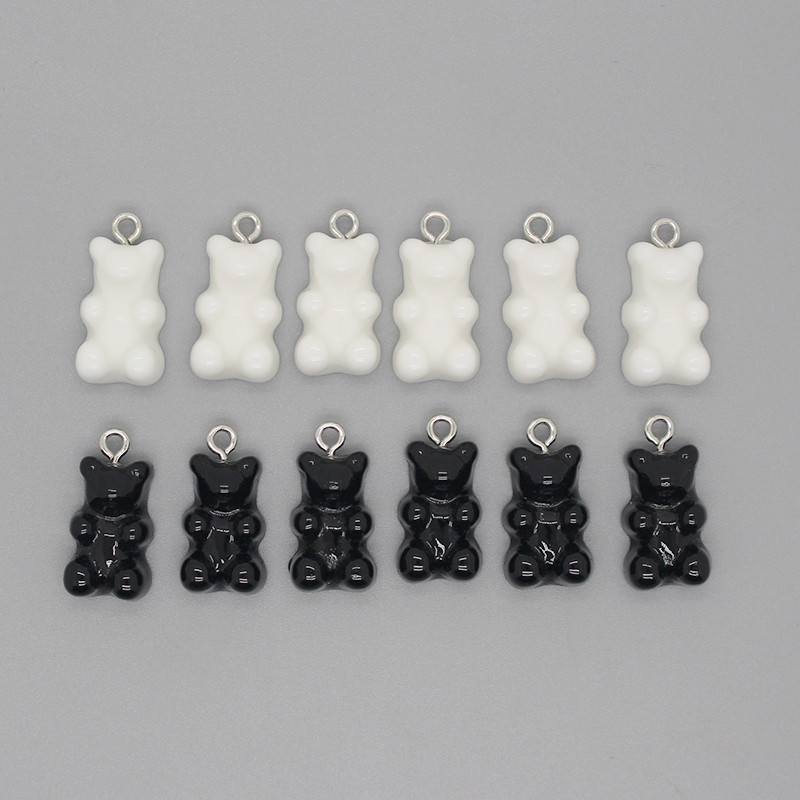 12 buc/pachet 22x12mm Brelocuri pentru cercei de ursuleți din rășină Pandantive cu animale Kawaii pentru brățară gleznă Accesoriu DIY Bijuterii drăguțe din margele