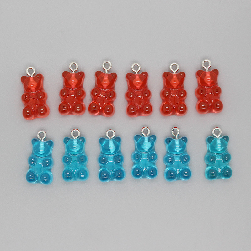 12 buc/pachet 22x12mm Brelocuri pentru cercei de ursuleți din rășină Pandantive cu animale Kawaii pentru brățară gleznă Accesoriu DIY Bijuterii drăguțe din margele