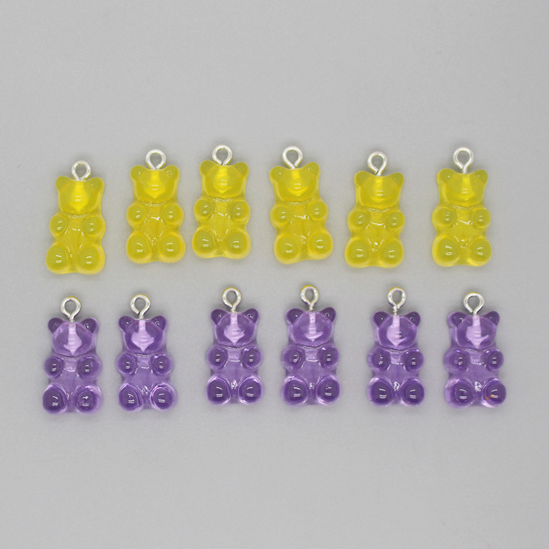12 buc/pachet 22x12mm Brelocuri pentru cercei de ursuleți din rășină Pandantive cu animale Kawaii pentru brățară gleznă Accesoriu DIY Bijuterii drăguțe din margele