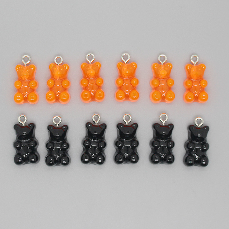 12 buc/pachet 22x12mm Brelocuri pentru cercei de ursuleți din rășină Pandantive cu animale Kawaii pentru brățară gleznă Accesoriu DIY Bijuterii drăguțe din margele