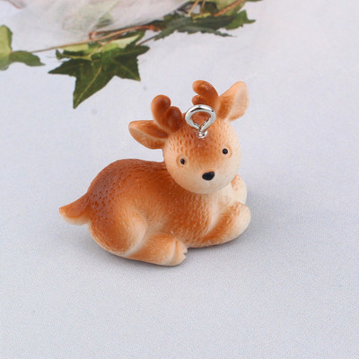 3db Kawaii Fox Hedgehog Elk Resin Charms Fülbevaló Találatok Újévi DIY Kézműves Kiegészítők Nyaklánc Medál Kézzel Készített Ékszer Alkatrész