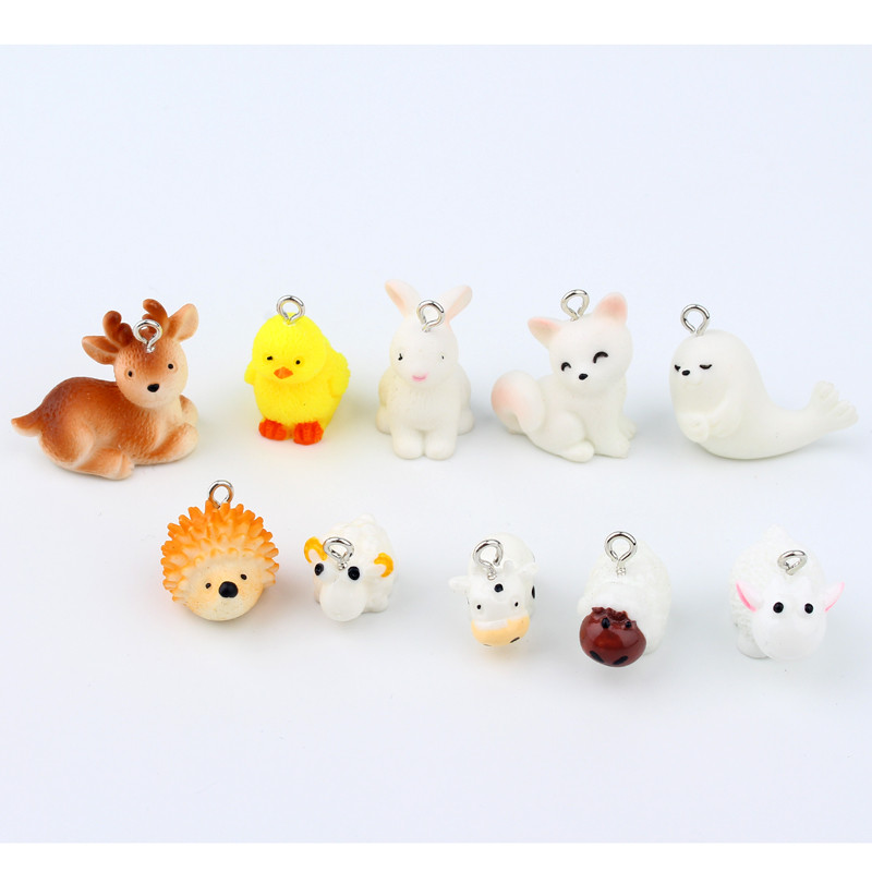 3db Kawaii Fox Hedgehog Elk Resin Charms Fülbevaló Találatok Újévi DIY Kézműves Kiegészítők Nyaklánc Medál Kézzel Készített Ékszer Alkatrész